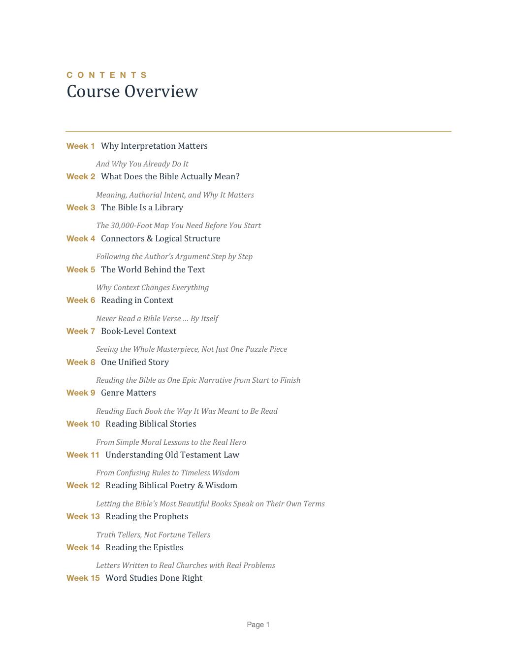 Table of contents preview page 1